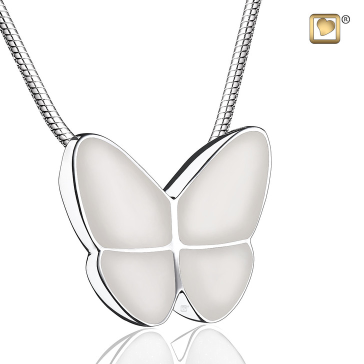 Pendant Wings of Hope Pearl Enamel Rhodium Plated