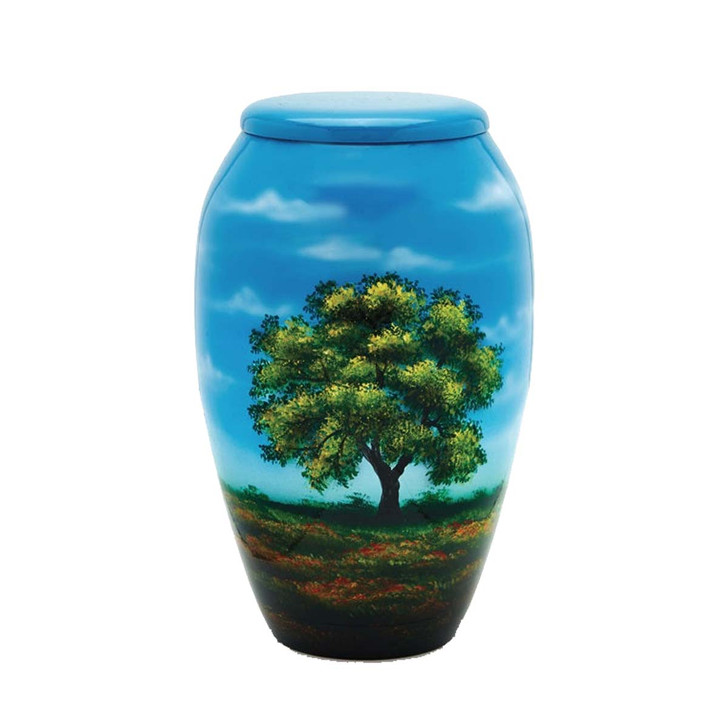 Tree in Field Hand Painted Urn