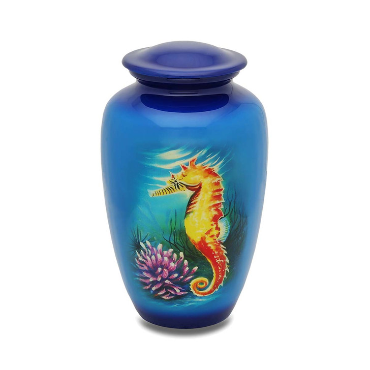 Seahorse Hand Painted Urn