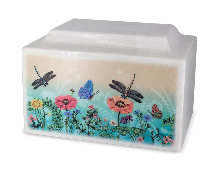 Colorful Meadow Textured Cultured Marble Urn
