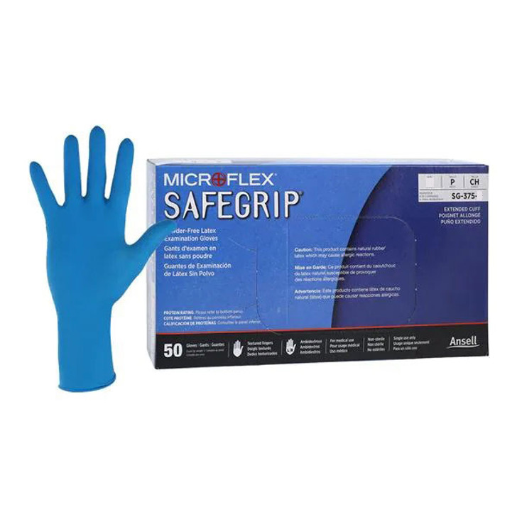 Blue Microflex SafeGrip Latex Gloves