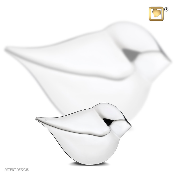 Silver SoulBird Head Down Keepsake Urn
