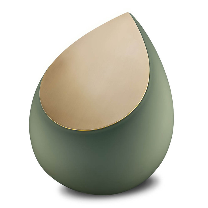 Sage Green and Brushed Gold Drop Standard Adult Cremation Urn