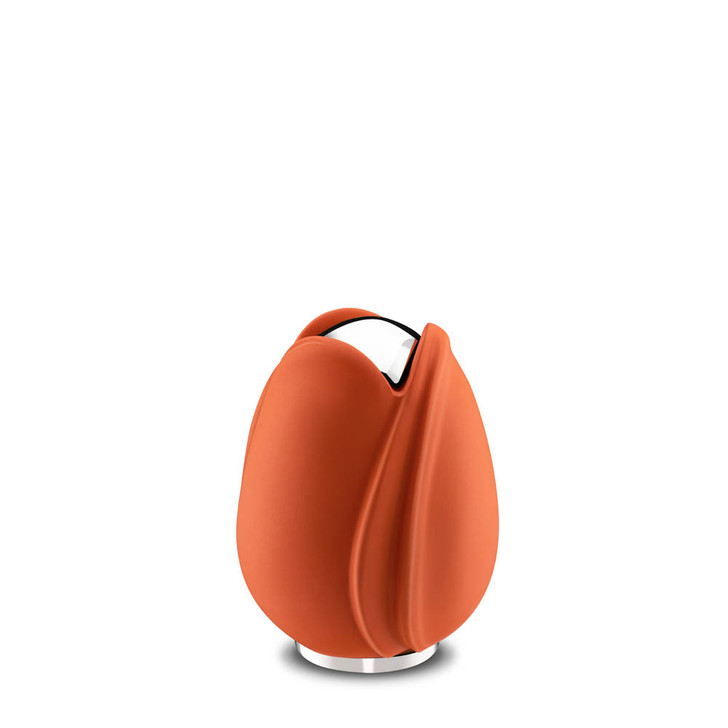 Orange and Polished Silver Tulip Keepsake Cremation Urn