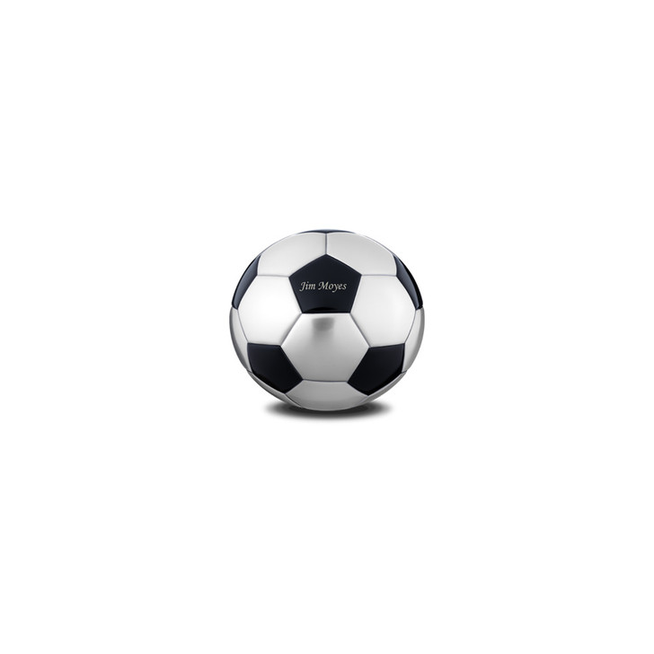 Soccer Ball Keepsake Urn - Matt Black and Brushed Pewter