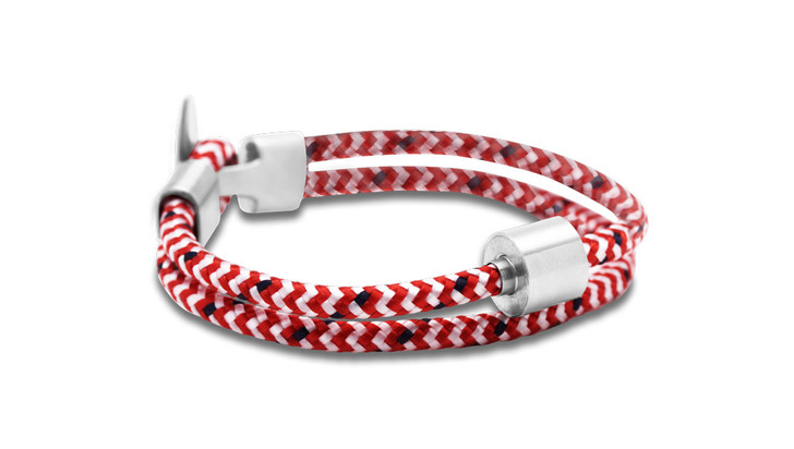 Memento Cord Red White Bracelet With Brushed Ashes Bead