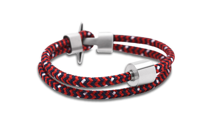 Memento Cord Red Black Bracelet With Brushed Ashes Bead