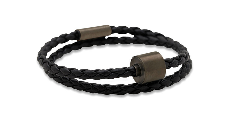 Memento Braided Leather Bracelet With Black Ashes Bead