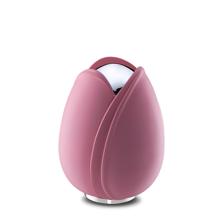 Pink and Polished Silver Tulip Medium Cremation Urn