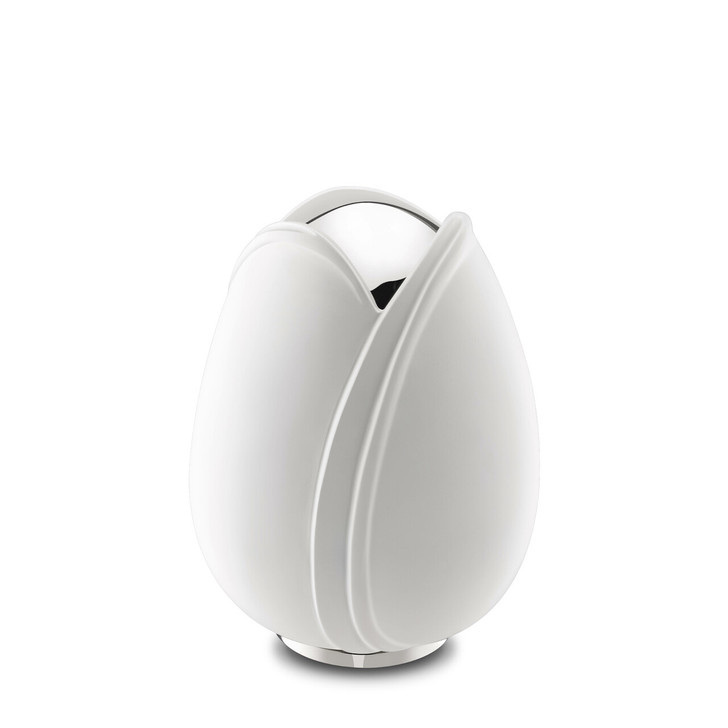 White and Polished Silver Tulip Medium Cremation Urn