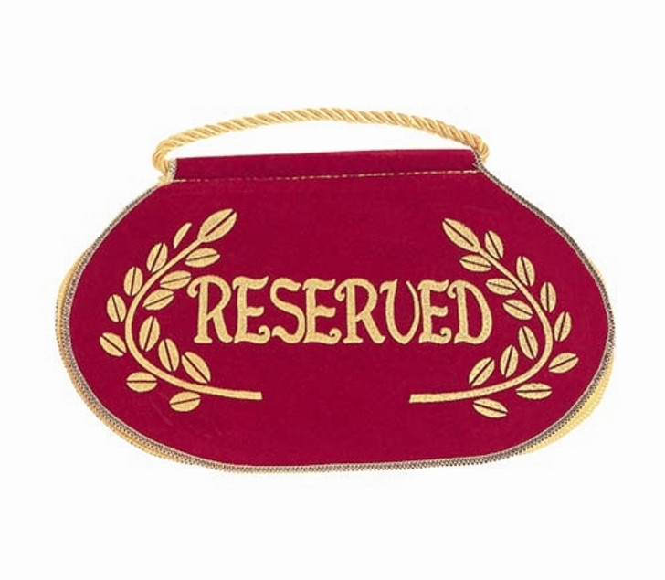 Deluxe Reserved Signs - Oval With 'Reserved' In Gold Lettering With Gold Trim