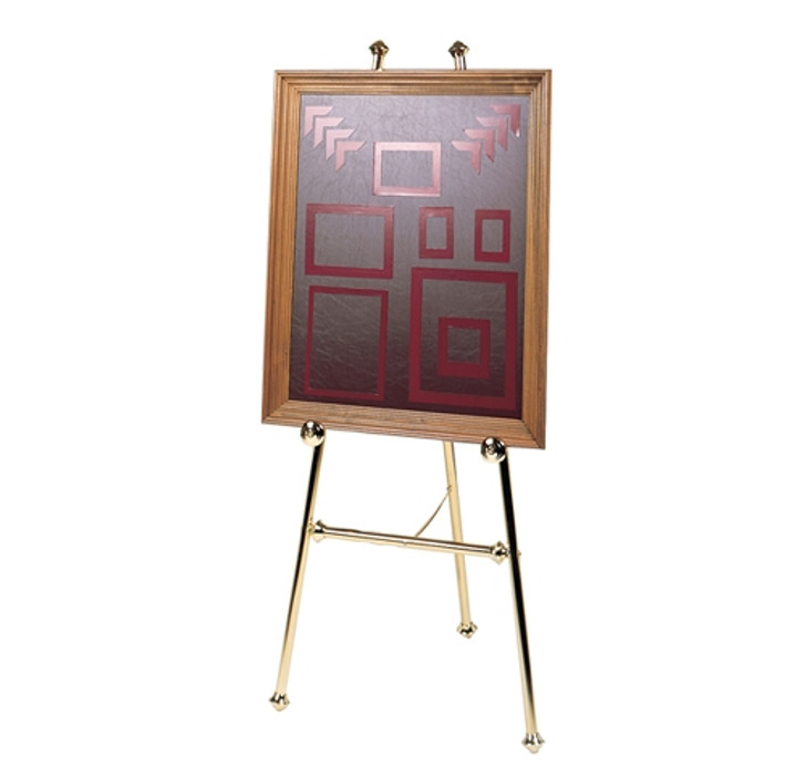 Small 26x32 Display Board with Mat Package.  Includes choice of frame background and all gold easel.