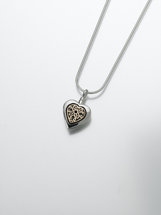 Sterling Silver Heart Pendant with 14K Gold Insert