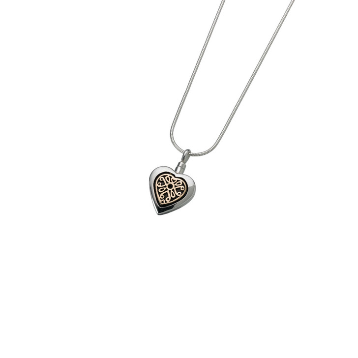 Sterling Silver Heart Pendant with 14K Gold Insert