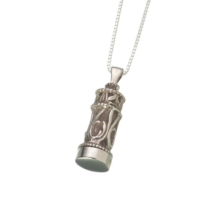 Small Sterling Silver Chromate Filigree Cylinder Pendant