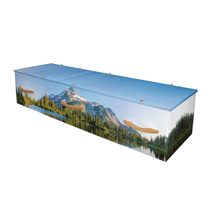 Majestic Mountain & Lake View Cremation Casket