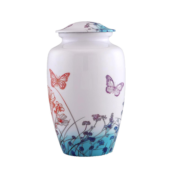 Butterflies In Field Hand Painted Urn