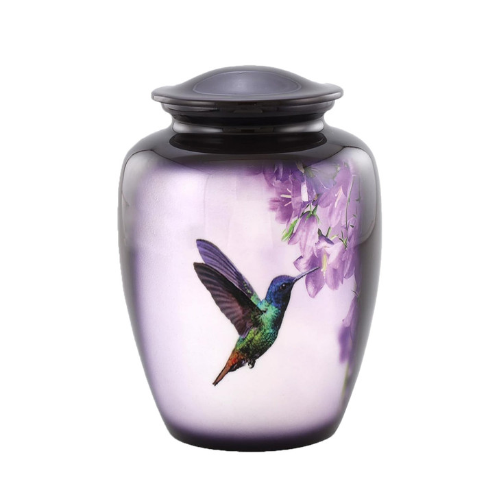 Hummingbird w/ Iris Hand Painted Urn
