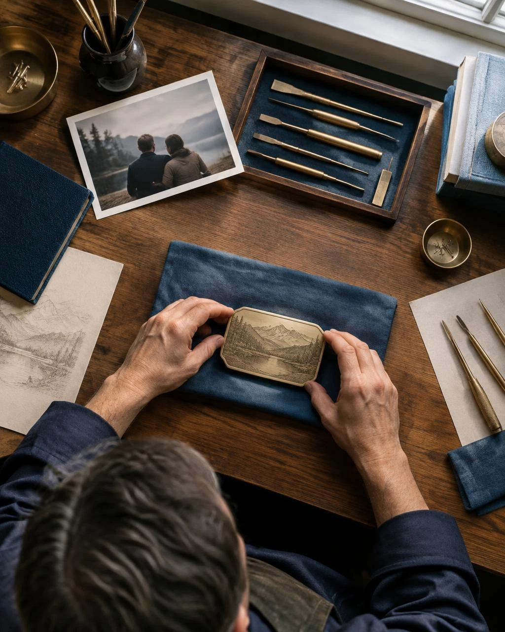 Memorial artisan arranging a personalized keepsake
