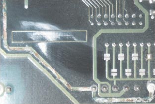 Corrosion On Board Traces Caused By Moisture