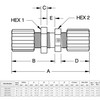 FSC-6-PX Parker Partek PFA Extended Panel-Mount Straight Connector Dimensions