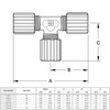 FTC-4 Parker Partek PFA Tee Connector Fitting Dimensions