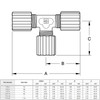 FTC-6 Parker Partek PFA Tee Connector Fitting Dimensions