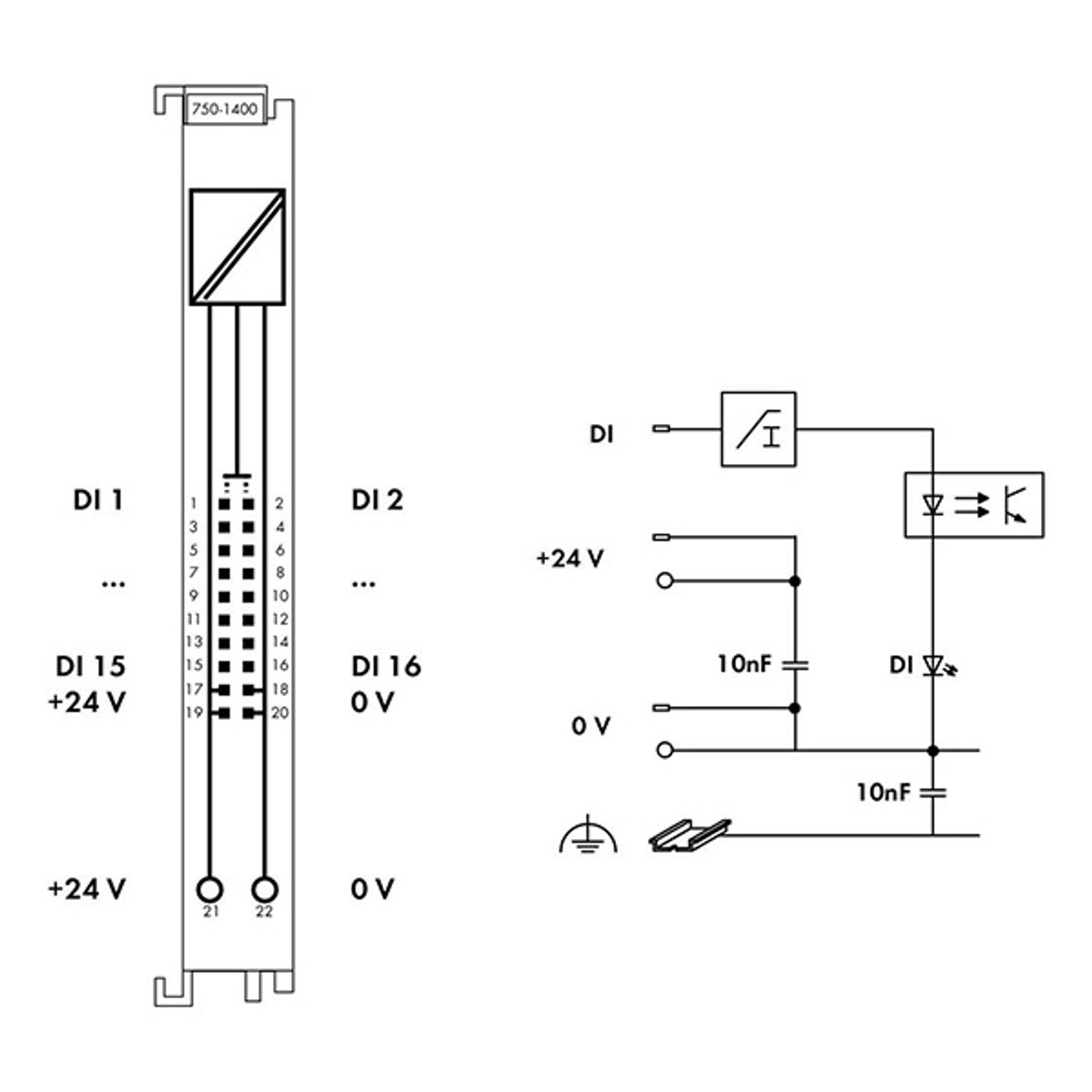 750-1400 WAGO | 16-Channel Digital Input | Valin