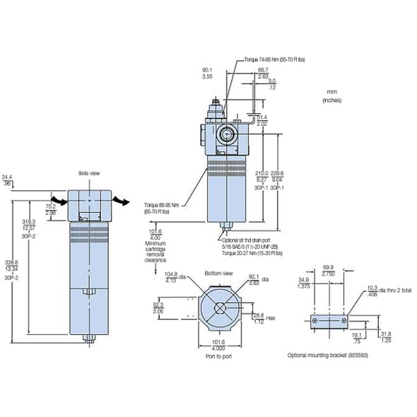 30P202QBM2KS164 Parker Hydraulics 15P High Pressure Filter Dimensions