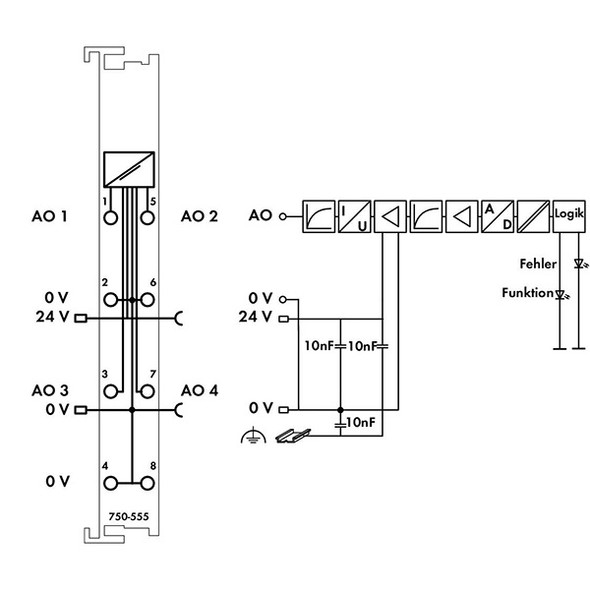 WAGO 750-555 4-Channel Analog Output