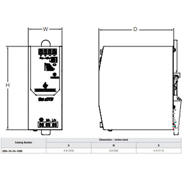 SDN1024100D SolaHD™ SDN-D Power Supply Dimensions