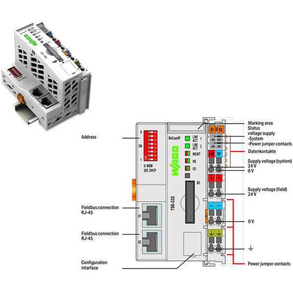 750-332 WAGO 750 Series Fieldbus coupler / head (remote I/O controller unit)