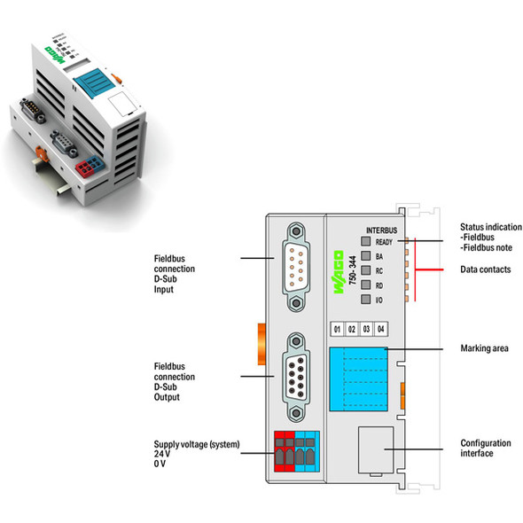 750-344 WAGO 750 Series Fieldbus coupler/head (remote I/O controller unit)