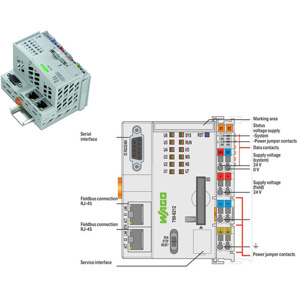 750-8212/025-000 WAGO 750 Series Programmable Logic Controller CPU unit