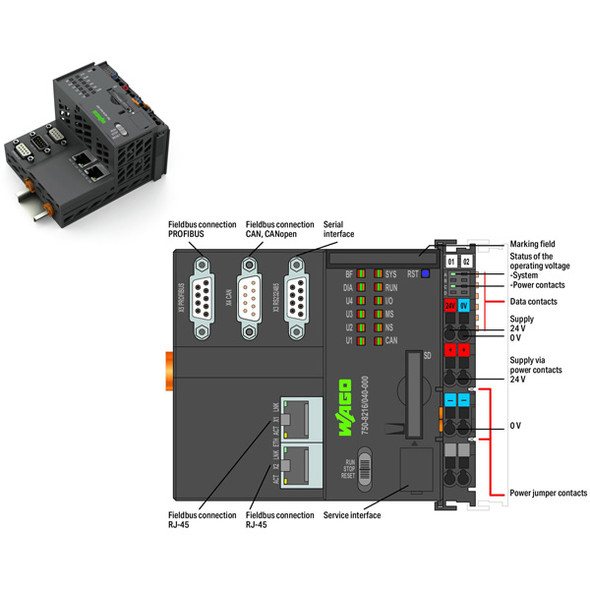 750-8216/040-000 WAGO 750 Series Programmable Logic Controller CPU unit