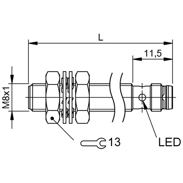 BES003C Balluff Inductive Proximity Switch/Sensor, for Flush Mounting, Cylindrical Version Dimensions
