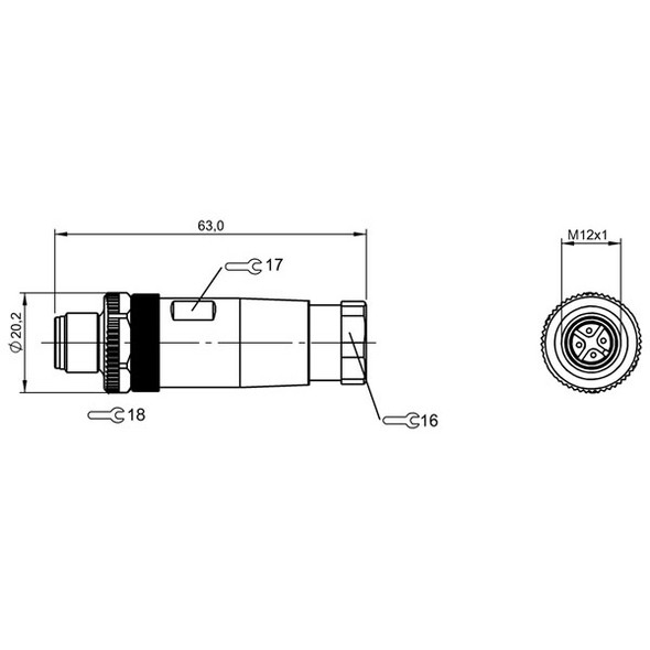 BCC06F7 Balluff Field Attachable Connector Dimensions