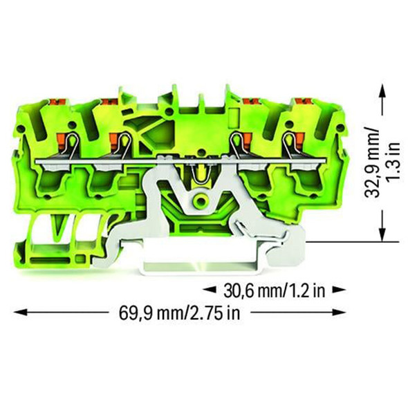 2202-1407 WAGO TOPJOBS ground terminal block with Push-buttons