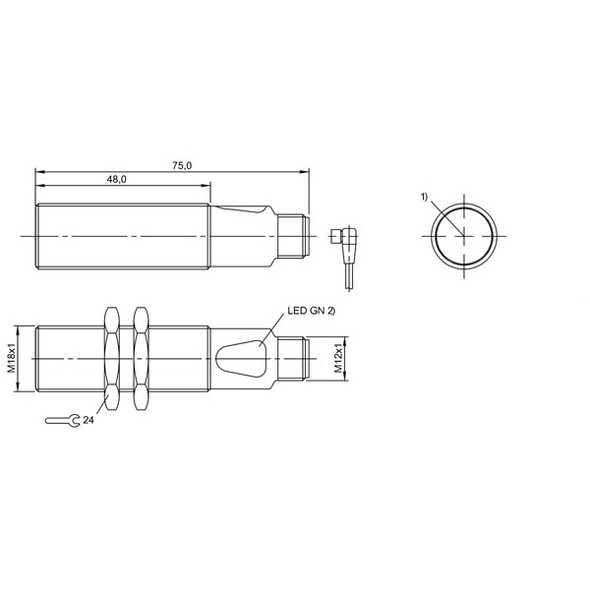 BOS01NH Balluff 18M Series Through-Beam Sensor, Cylindrical Throughbeam Photoelectric Sensor w/ M18 Thread and Different Types of Light Dimensions