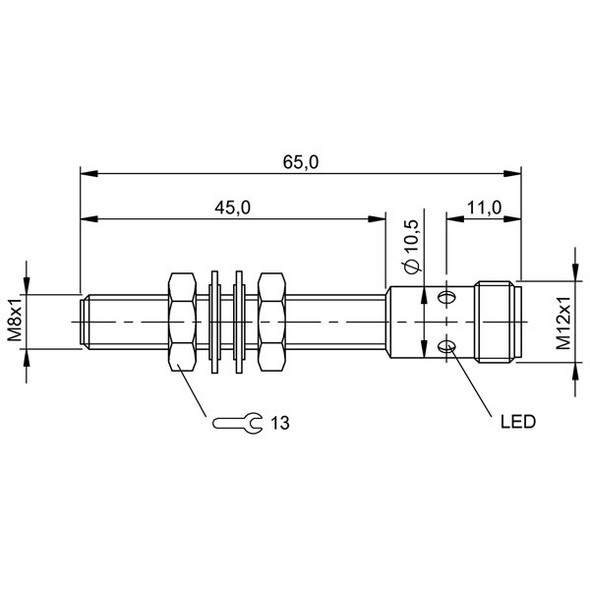 BES0028 Balluff Inductive Proximity Switch/Sensor, for Flush Mounting, Cylindrical Version Dimensions