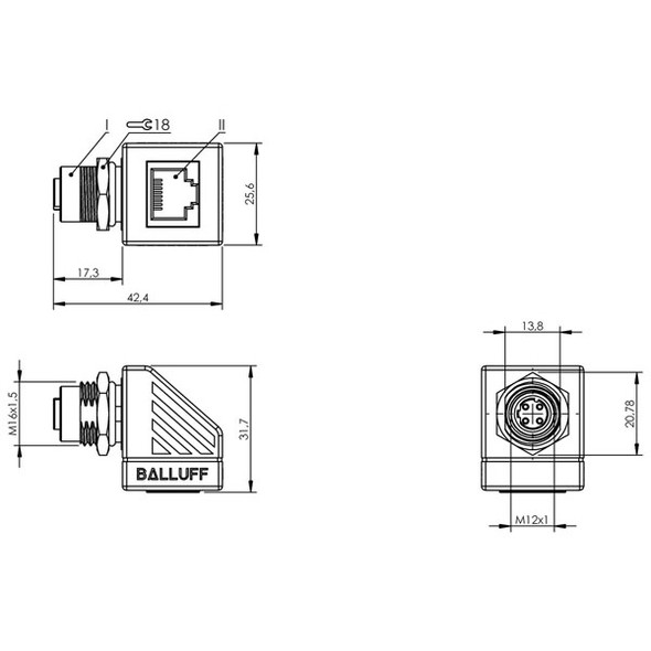 BCC085H Balluff Bulkhead Connector Dimensions