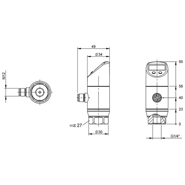 BSP00Y6 Balluff Digital Pressure Sensor w/ Display Dimensions