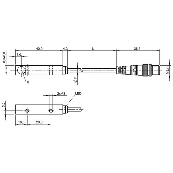 BES01TK Balluff Inductive Proximity Switch/Sensor, for Flush Mounting, Square Compact Version, 8x8 Style Housing Dimensions