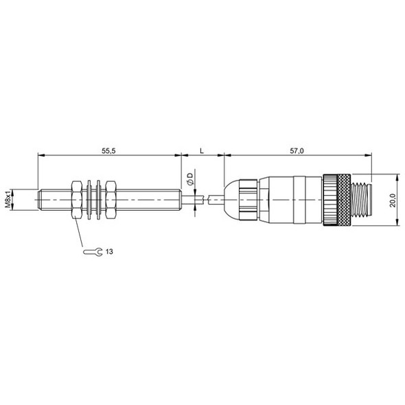 BES02HJ Balluff Inductive Proximity Switch/Sensor, for Flush Mounting, M8x1 Style Housing Dimensions