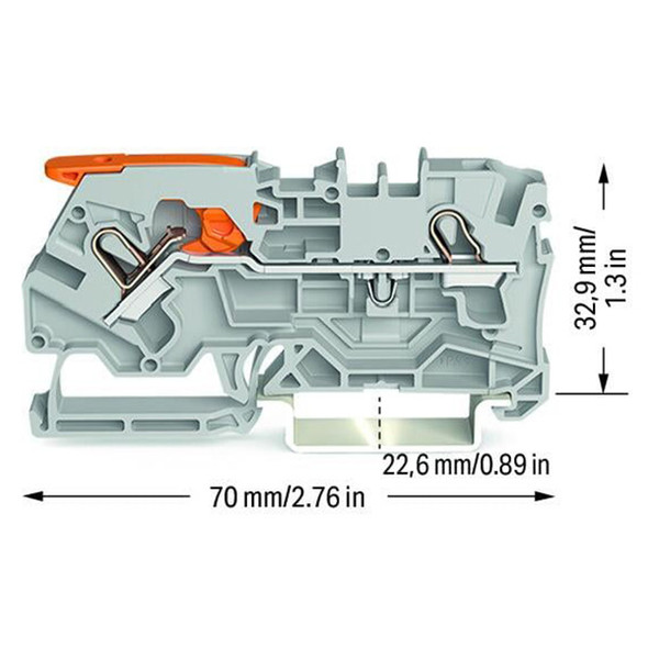 2104-1201 WAGO TOPJOBS feedthrough terminal block with Lever and Open Tool Slot