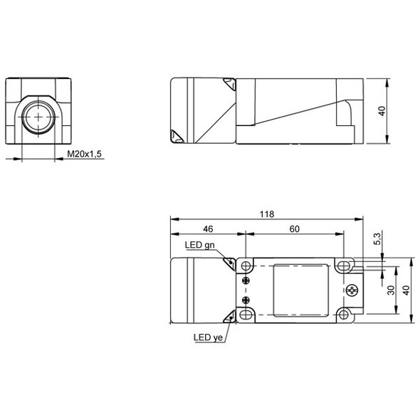 BES05YY Balluff Inductive Proximity Switch/Sensor, Square Version, for Flush Mounting, 40x40mm Style Housing Dimensions