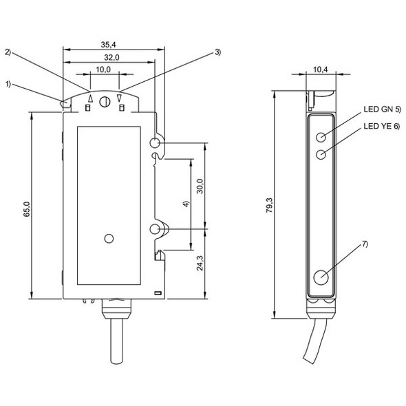 BFB0003 Balluff 75K Series Fiber-based Device for Plastic & Glass Fibers, Square Fiber Base Unit Dimensions
