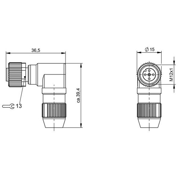 BCC02H6 Balluff Field Attachable Connector Dimensions