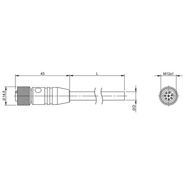 BCC0LPT Balluff Single-Ended Cordset, Cable for BTL Products Dimensions