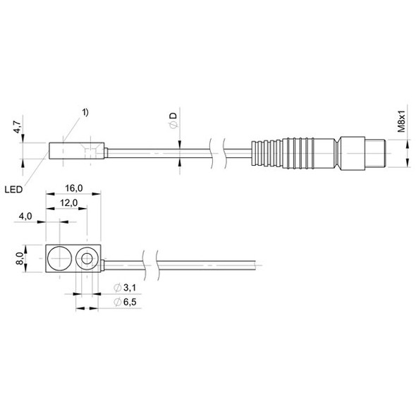 BES04FA Balluff Inductive Proximity Switch/Sensor, Cubic Version, for Flush Mounting, 16x8x4.7mm Style Housing Dimensions